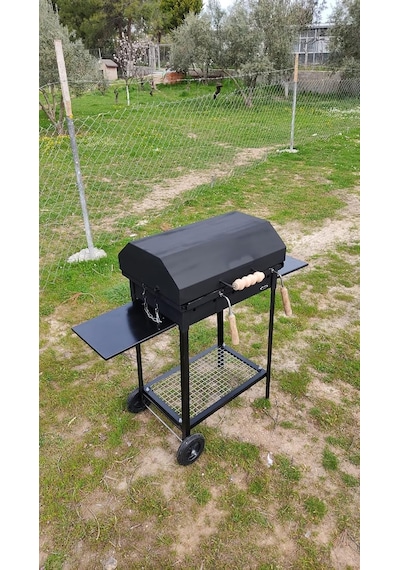 40x50x75 Barbekü Mangal Oluklu Izgara Kapaklı Varil Mangal Barbekü