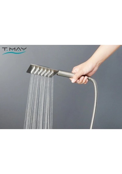 Sart Dikdörtgen El Duş Seti Başlığı Tasarruflu Paslanmaz Mat Inox Krom