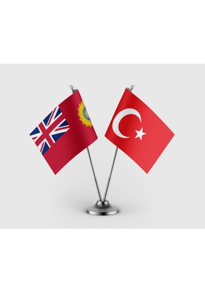 Britanya Hindistanı Ve Tür Bayrağı İkili Saten Masa Bayrağı Takımı Diğer