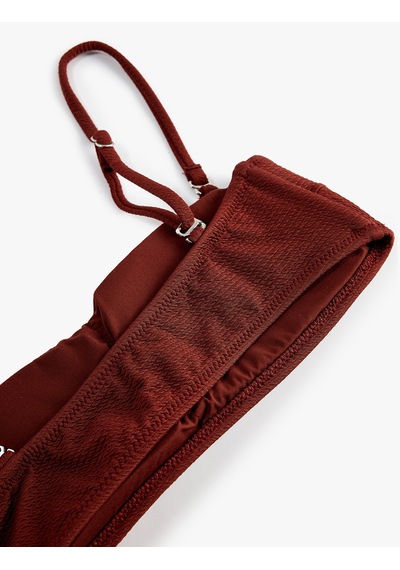 Koton Çıkarılabilir Askılı Dokulu Straplez Bikini Üstü Kahverengi 6sak10067mm Kahve