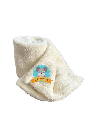 Kedi Köpek Battaniyesi Premium Peluş Evcil Hayvan Uyku Battaniyesi Yıkanabilir Krem 60x80
