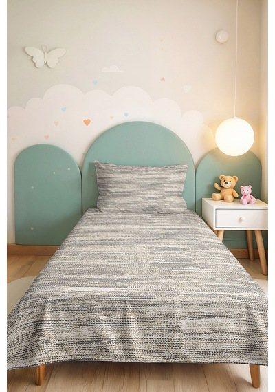 Gri Bej Geometrik Genç Odası Tek Kişilik Pike Takımı-modern Çizgili 160x220 Cm Kapitone Yatak Örtüsü Kışlık Kum Havası