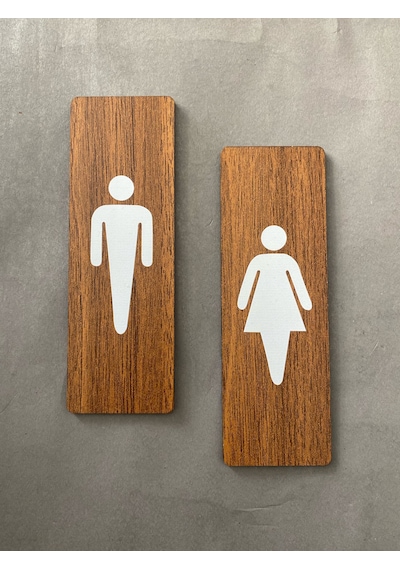 Ceviz Mdf Serisi Wc Kadın&erkek Set Yönlendirme Levhası