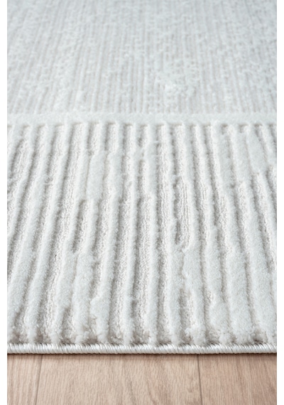 Mariesse Home Zen Koleksiyonu - Bambu Tarz Modern Sık Dokuma Halı Salon Oturma Odası Halısı Beyaz