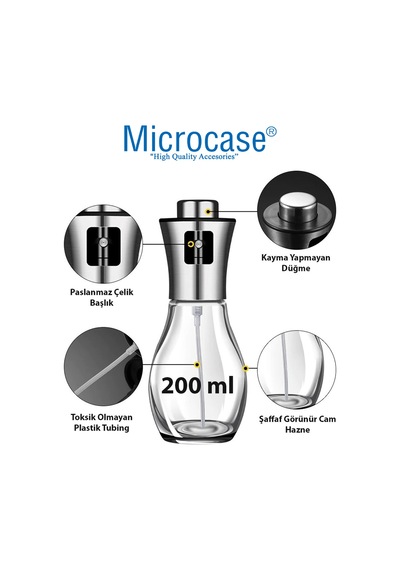 200 ml Paslanmaz Çelik Başlıklı Cam Sprey Yağdanlık - AL3267