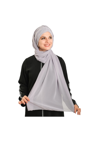 Hürrem Bone Gri Pratik Hazır Geçmeli Bone Şal Şifon Drapeli 2507 15 gri