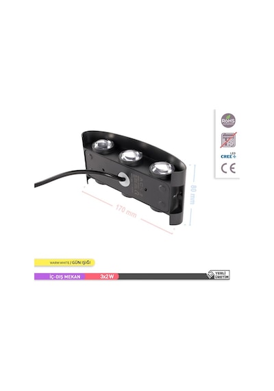 ACK 6W Çift Yönlü LED Duvar Aplik İç ve Dış Mekan Dekoratif Aydın Diğer