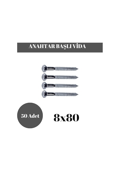 Trifon Vida 8x80 Mm Altı Köşe Anahtar Başlı Vida 50'li Paket 8 x 80 MM