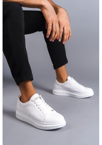 Aymood Slw151 Boost Bağcıklı Cilt Erkek Günlük Sneaker Ayakkabı Cbt - Beyaz