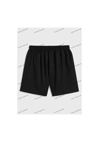 Tarzsokak Y2k Unisex Yaz Şort Bermuda Harajuka Anime Retro Kod-11485 Siyah