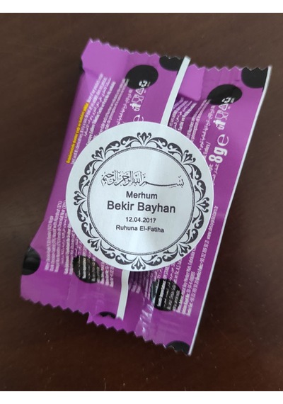 48 Adet 4 Cm Kişiye Özel Merhum Ruhuna El Fatiha Baskılı Mat Etiket Sticker - 7 Mevlidi Etiketi