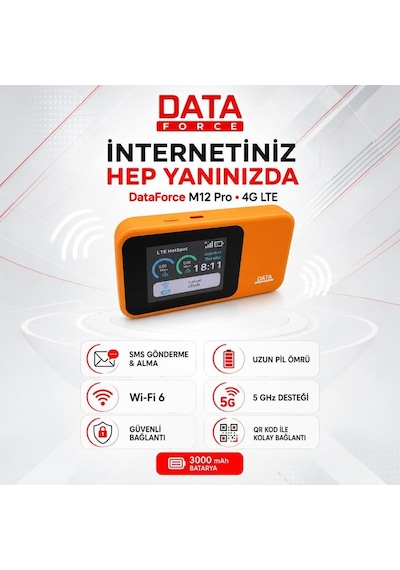 Data Force M12-pro 4g Lte Sim Destekli Wifi 6 Taşınabilir Modem