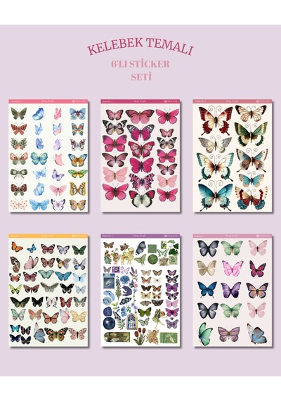 6'lı Kelebek Temalı Sticker Seti 12x17 Cm Bullet Journal,scrapbook,ajanda Ve Planlayıcı Diğer