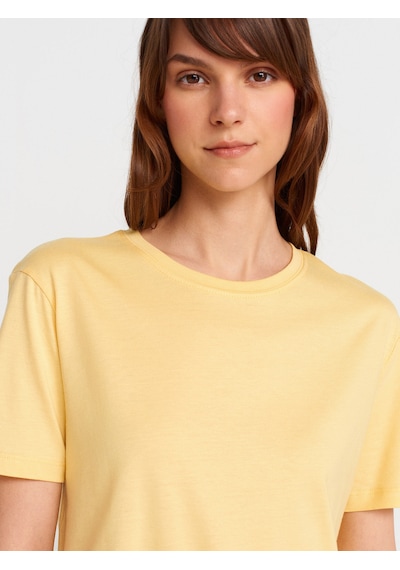 Dilvin 31791 Bisiklet Yaka Modal T-shirt-sarı Sarı