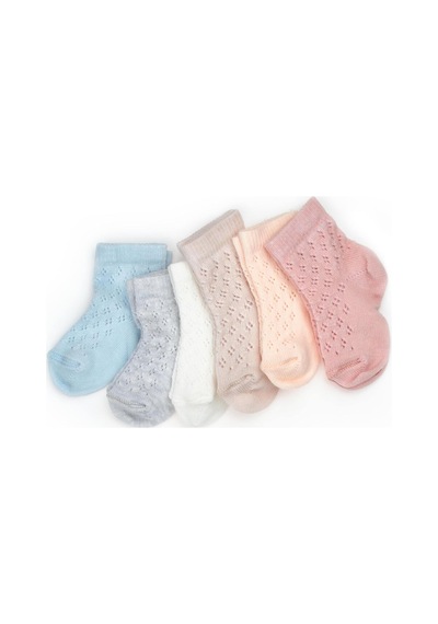 Babycosy Organic Wear Bebek 6'lı Ajur Detaylı Çorap %100 Organik Pamuk, Bebek - Yenidoğan - Csyc1006 Karışık