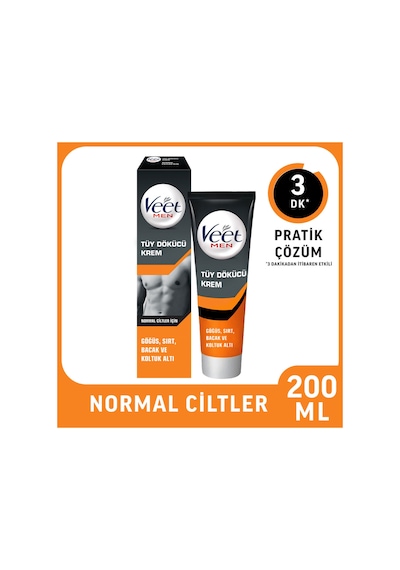 Men Erkeklere Özel Tüy Dökücü Krem Hassas Ciltler 200ml + Normal Ciltler Tüy Dökücü Krem 200 Ml