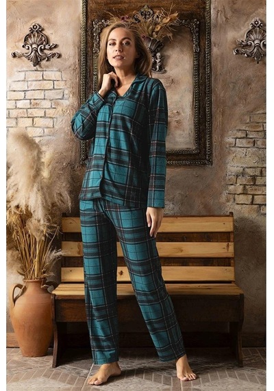 Sude Kadın Önden Düğmeli Süet Pijama Takımı P200/390 - 1 Adet 001
