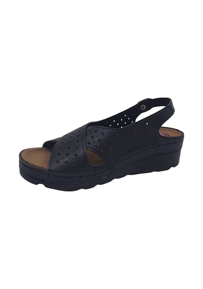 Zerhan Hürrem 450 Kadın Siyah Çapraz Bantlı Tokalı Dolgu Taban Sandalet