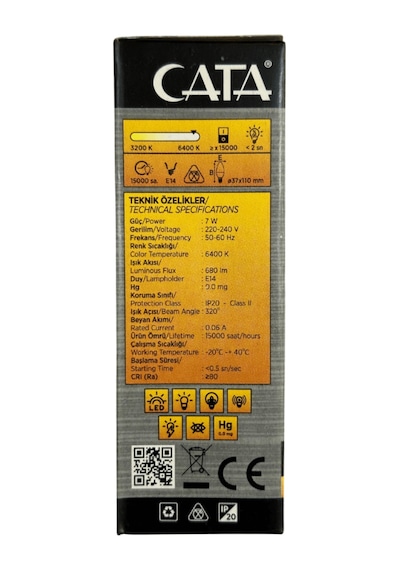 Ct-4079 7w 6400k Beyaz Işık E14 Duylu Led Buji Ampul 10 Adet