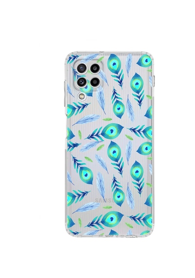Samsung Galaxy M32 İle Uyumlu Nazar Boncuğu 3 Baskılı Kamera Korumalı Şeffaf Silikon Kılıf Şeffaf