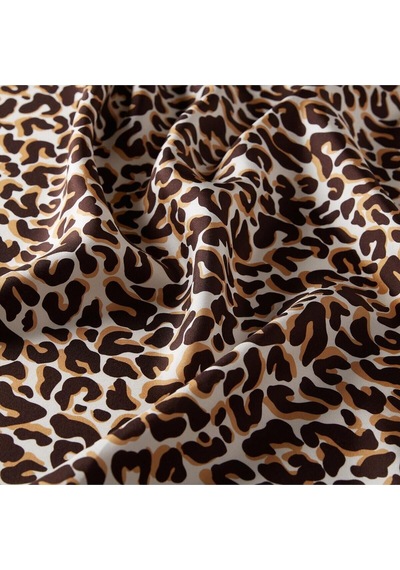 İpekevi Twill Ipek Eşarp - Leopar Desenli - Kahve Çok Renkli