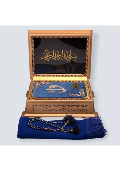 Gold Sandıklı Hafız Boy Kur'An-I Kerim Seti Set(Lacivert)