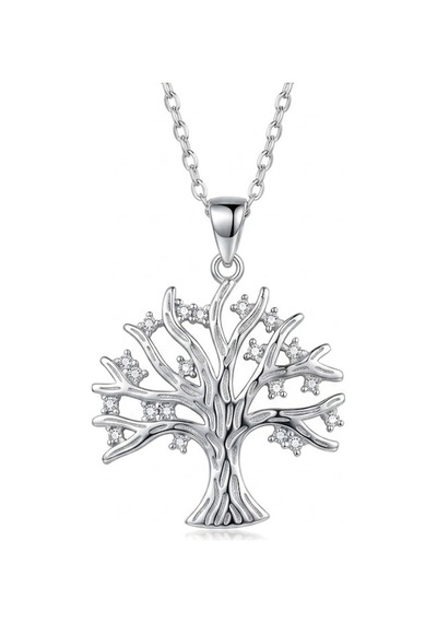 925 Ayar Gümüş Hayat Ağacı Zirkon Taşlı Kadın Kolye - Anlamlı Şık Takı Gold & Silver Seçenekli Gümüş - 910266854 Gümüş