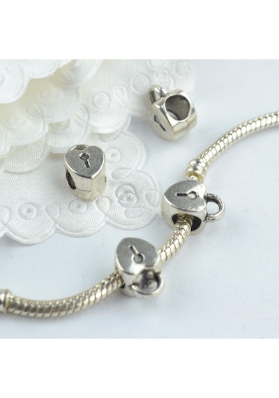 Worldshop Kalp Anahtar Temalı Gümüş Charm