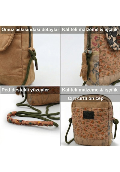 Cappadocia Vintage Kadın Çiçek Desenli Omuz Çantası - Bohem Tarz Mini El Ve Telefon Çantası Açık Taba - Kahverengi Cappadocia Vintage Kadın Çiçek Desenli Omuz Çantası - Bohem Tarz Mini El Ve Telefon Çantası Açık Taba - Kahverengi