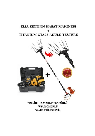 Elia Sensörlü Ve Devir Ayarlı Zeytin Hasat Makinası Titanium Gta75 Hediyeli