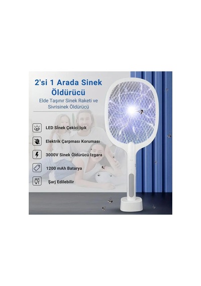 Şarjlı 12000mah 300v 5 Katmanlı Uv Işıklı Elektrikli Sivrisinek Öldürücü Raket Sinek Öldürücü