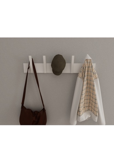 Hepsi3boyutlu Modern Duvar & Kapı Kanca Askılık - 5 Adet Beyaz Kanca Askılık - Model No : 4 Beyaz