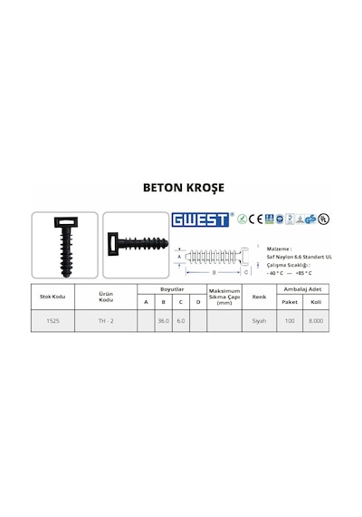 Th - 2 Beton Kroşe 100 Adet