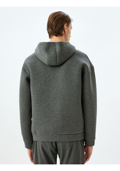Koton Kanguru Cepli Viskon Karışımlı Basic Fermuarlı Kapşonlu Sweatshirt Antrasit 5wam70195mk Antrasit