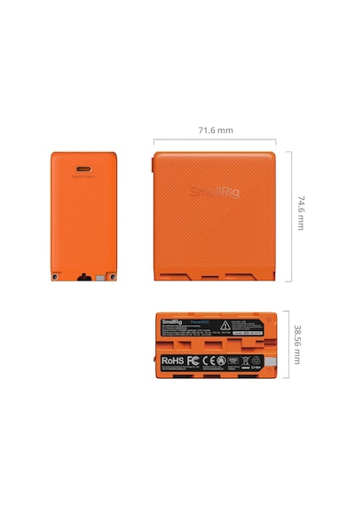 Smallrig 4576 Np-f970 Usb-c Şarj Edilebilir Kamera Pili Turuncu