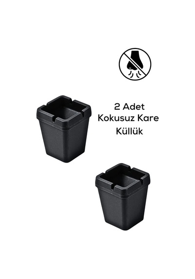 2 Adet Kokusuz Kare Küllük Mıt1130 Plastik Siyah Kare