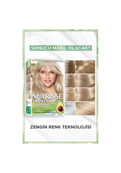 Garnier Nutrisse Yoğun Besleyici Kalıcı Krem Saç Boyası 9.13 Inci Sarı 3600542539371-9717 0