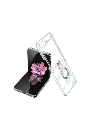 Zore Galaxy Z Flip 6 Kılıf Ogaa Yüzüklü Kıpta Kapak-şeffaf Şeffaf