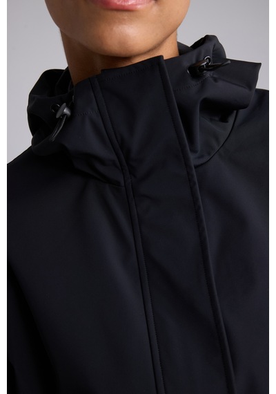 Defacto Beli Büzgülü Kapüşonlu Long Fit Yağmurluk H0001ax26aubk81 Siyah-bk81