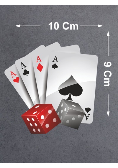 Poker Iskambil Kağıdı Sticker - Araba Oto Motosiklet Araç Cam Sticker - 00093 10X9 Cm