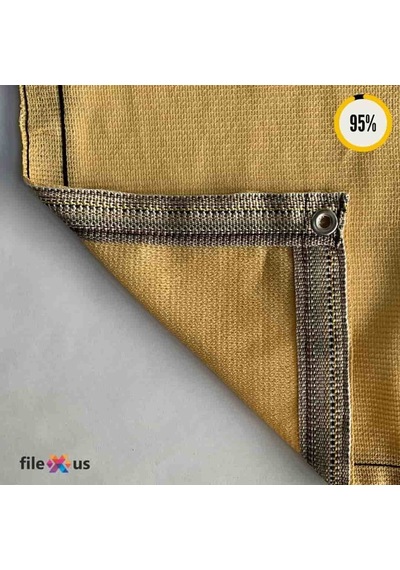 %95'Lik Gölgelik-Rüzgar Filesi-Koyu Bej |Güçlendirilmiş Kenar