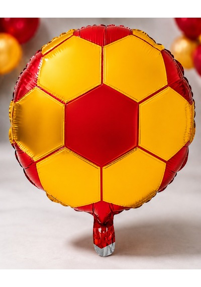 Sarı Kırmızı Futbol Topu Folyo Balon 18 İnç 45 Cm Taraftar Parti Süsü Gs Çok Renkli