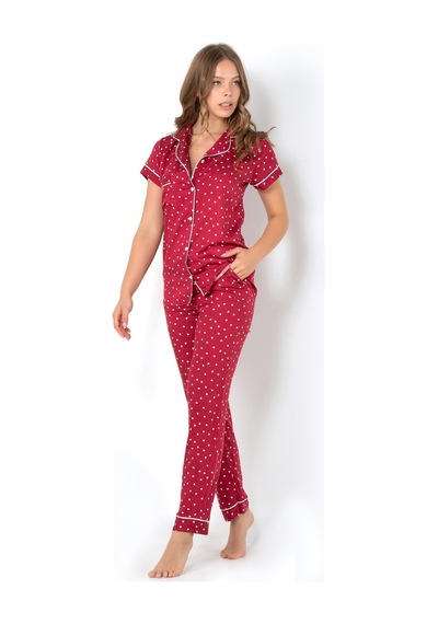 Miorre Doremi Burgundy Heart Kısa Kollu Pijama Takımı 001