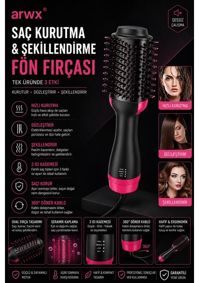 Saç Şekillendirici Ve Saç Düzleştirici Fön Tarağı Kurutma Makinesi Özel Seri Premium