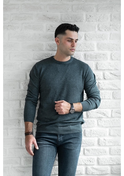 Sıfır Yaka Pamuklu Slimfit Basic Erkek Triko Kazak 001