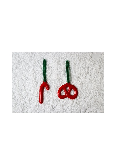 Yılbaşı Ağaç Süsü Kırmızı Seramik Pretzel Simit-baston 2'li Çam Ağacı Süsü Kırmızı - 590252335