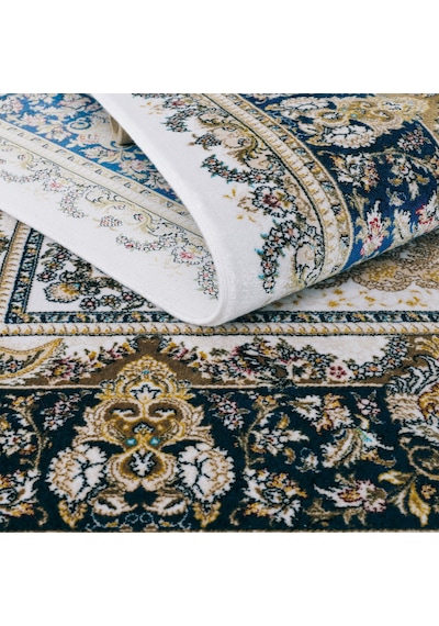 Cool Halı Zerabi Mavi Lüks Vintage Salon Halısı Premium Exclusive Yumuşak Parlak Göbekli Klasik Halı