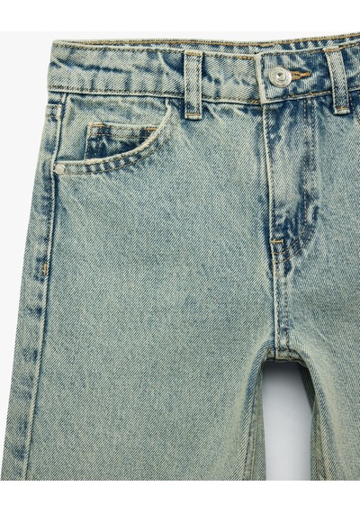 Koton Pamuklu Geniş Paça Denim Pantolon Lıght Indıgo 7wkg40016ad Açık Mavi