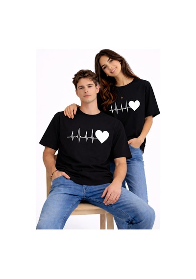 Nevermınd Sevgili Kombini Kalp Ritmi Baskılı Çift Tişört Oversize Unisex Partner Kombin Çift Seti Siyah Siyah Nevermınd Sevgili Kombini Kalp Ritmi Baskılı Çift Tişört Oversize Unisex Partner Kombin Çift Seti Siyah Siyah