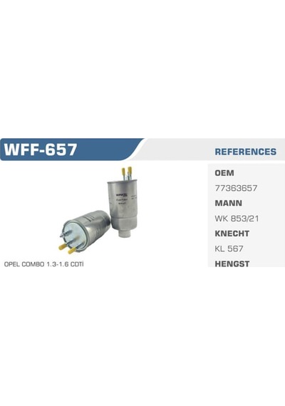 WINKEL WFF-657 Mazot Filtresi Linea Doblo Fiorino Bravo Stilo Punto III Grande Punto 1.3 Jtd 1.9 Jtd